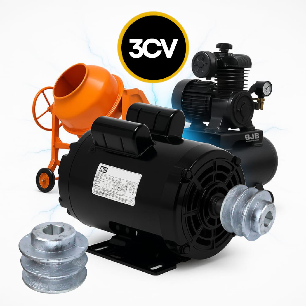 Motor Weg Elétrico 3CV Compressor Moinho Betoneira C/ Polia