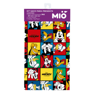 Kit Saco para Presente Mió Disney Mickey e Amigos Médio com 1 Laço Pronto e 1 Cartão em Oferta na Shopee