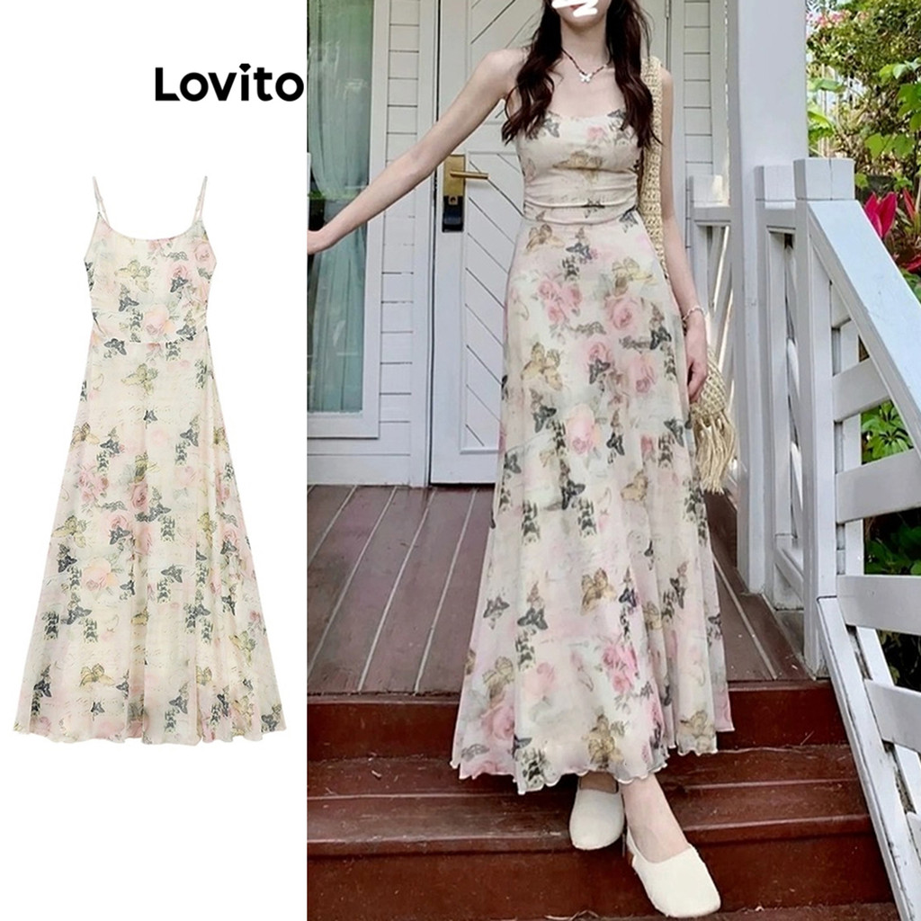 Lovito Vestido Casual Vestido Floral Flores Para Mulheres LNE73663 - Women Clothes