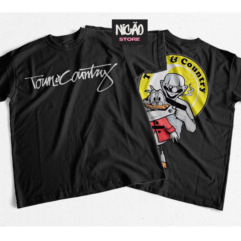 Camisa Camisa Camiseta Camisa Estampa Town Country Tio Patinhas e o Palhaço do Mal Estilo  100% Algodão 30.1