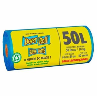 Dover Roll Saco P/ Lixo Super Forte Azul Rolo 50L em Oferta na Shopee
