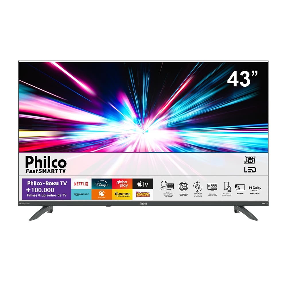 Smart TV Philco 43″ LED Roku TV Dolby Audio PTV43VA4REGB