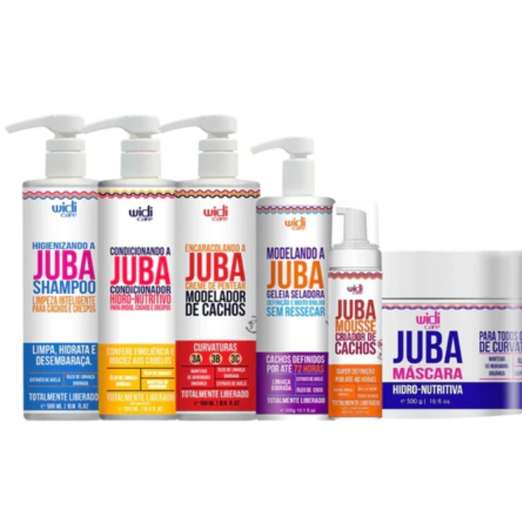 Kit Juba Completo Shampoo + Condicionador + Mascara + Geleia + Mousse   + Encaracolando Widi Care