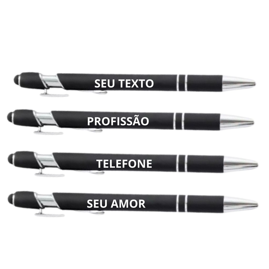Kit 20 Canetas Touch  Metal Personalizadas A Laser Nome Logo Marca Celular Sua Assinatura em Oferta na Shopee