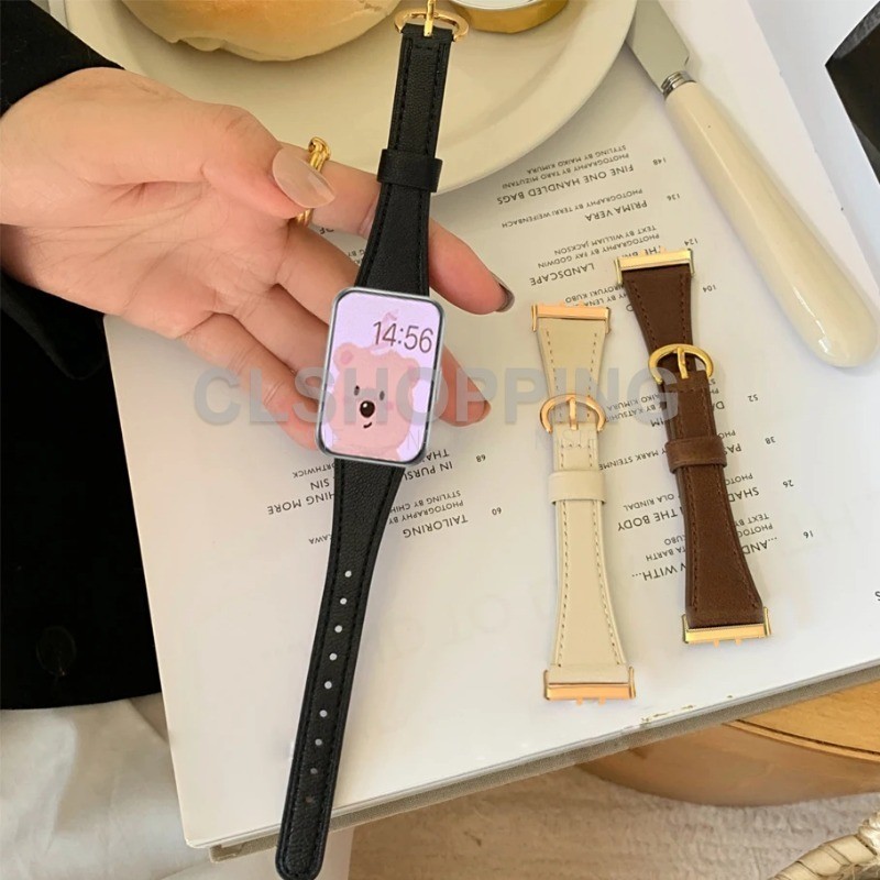 Pulseira De Couro Fina Compatível Com Samsung Galaxy Fit 3 Watch 7 6 5 4 40mm 44mm 45 47 43mm Smartwatch Relógio Intelig