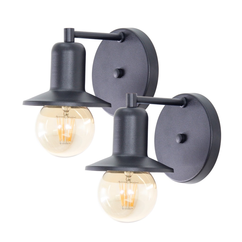 Kit 2 Arandela LuminaLux ALX134 Preta Colonial Muro Parede