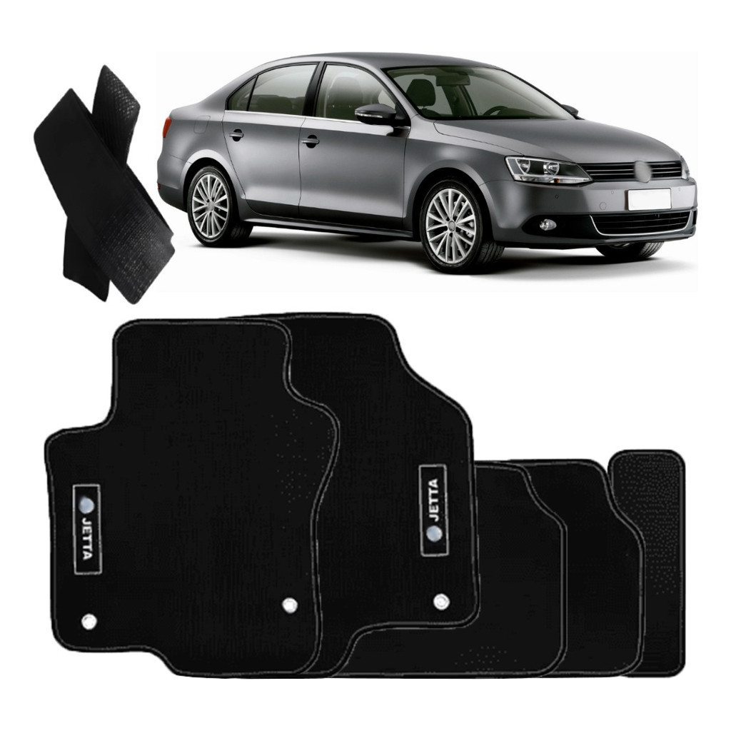 Kit de tapetes 5 peças específico Jetta 2011 ... 2014 Carpete Res-Preto