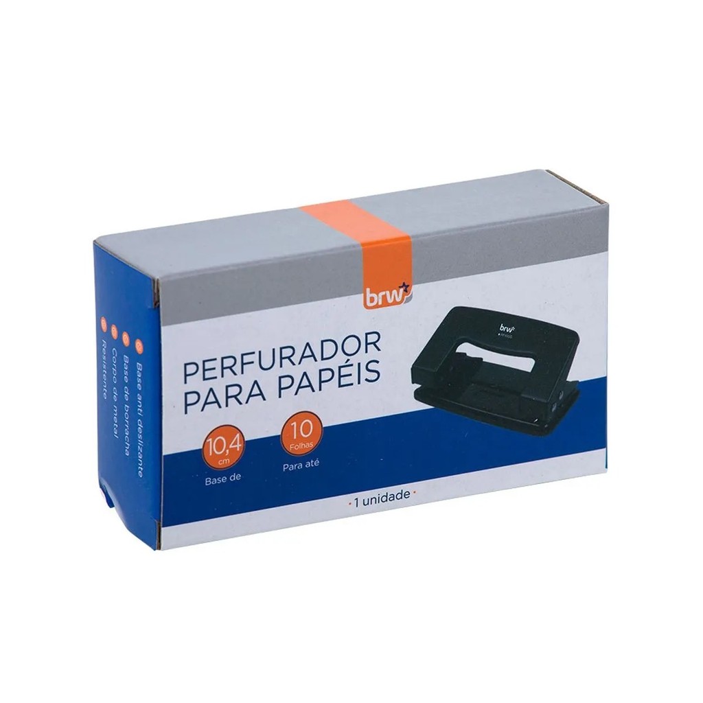 Perfurador Manual 10,4cm para 10 Folhas Escritório Escolar 80mm entre furos Preto em Oferta na Shopee