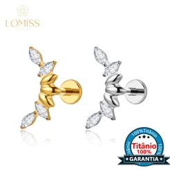 Piercing Labret Titânio Cluster Zircônia Cravejada Tragus Conch Helix Orelha Nariz