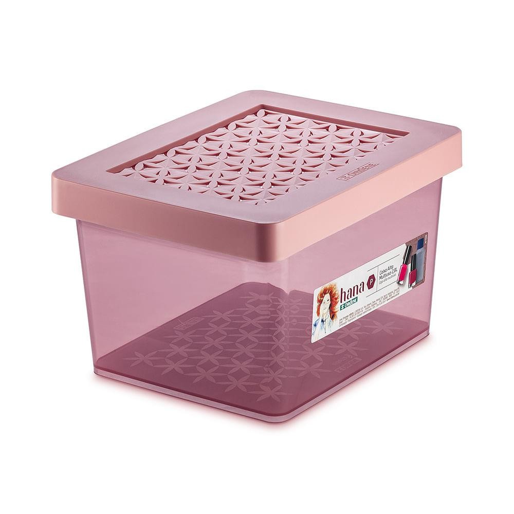 Organizador Plástico Multiuso Alto Rosé 2,8L Hana Ordene - Home & Living