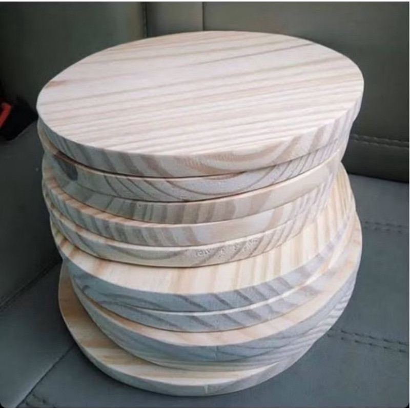 kit 10 bolachas de taboa madeira pinus para boleiras ou doceiras para festas com 26x26 cm de diâmetros