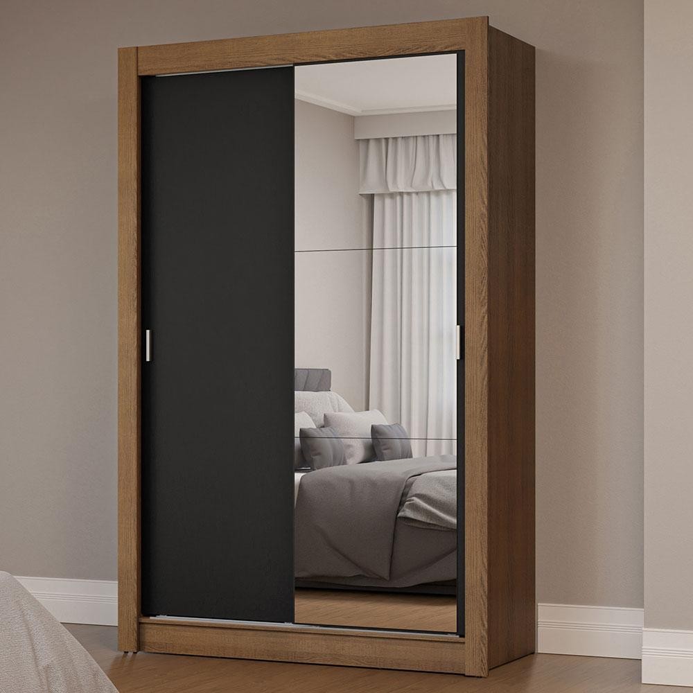 Guarda-Roupa Solteiro 2 Portas de Correr com Espelho Milano Madesa em Oferta na Shopee