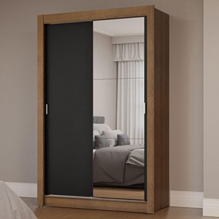 Guarda-Roupa Solteiro 2 Portas de Correr com Espelho Milano Madesa em Oferta na Shopee