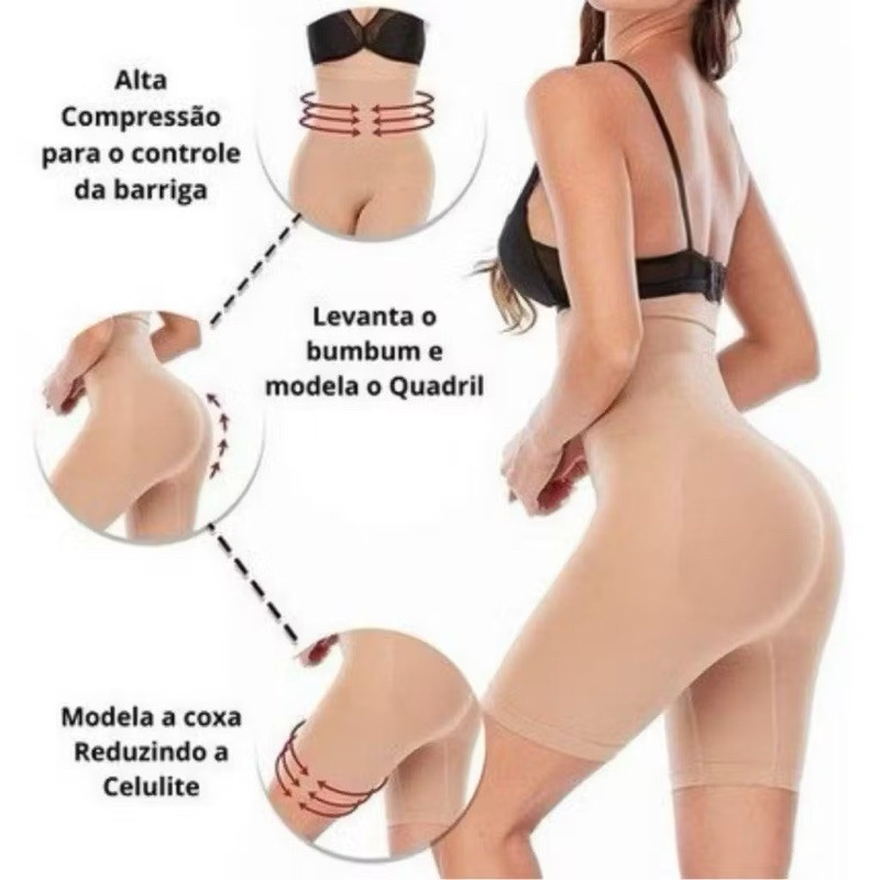 Cinta Shorts Modeladora 4 Barbatanas de AÇO Compressão-Ranabi