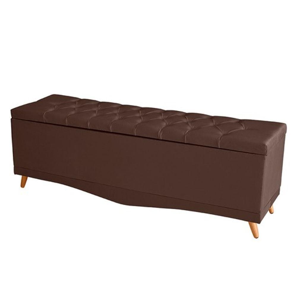 Recamier Calçadeira Baú Barcelona Casal 140 Cm Botão Encapados Pés Palito Suede Rosê Do Lar Móveis