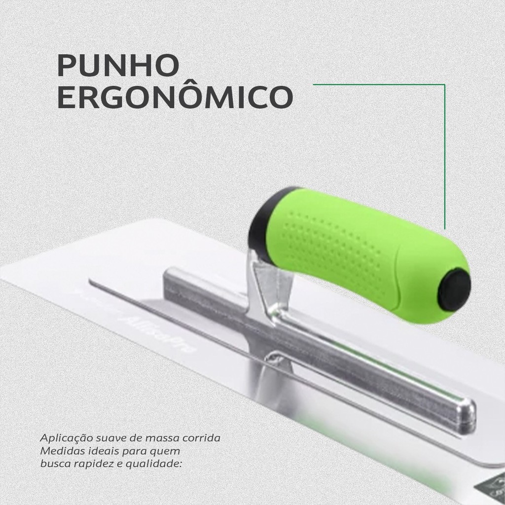 Desempenadeira Aço Inox Alisapro Canto Arredondado Para Massa Corrida Drywall Pintores Original