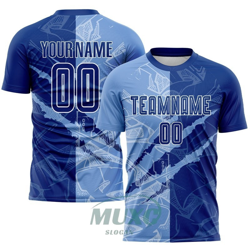 Camisa De Uniforme De Futebol Com Sublimação De Arranhões Azul Claro Real