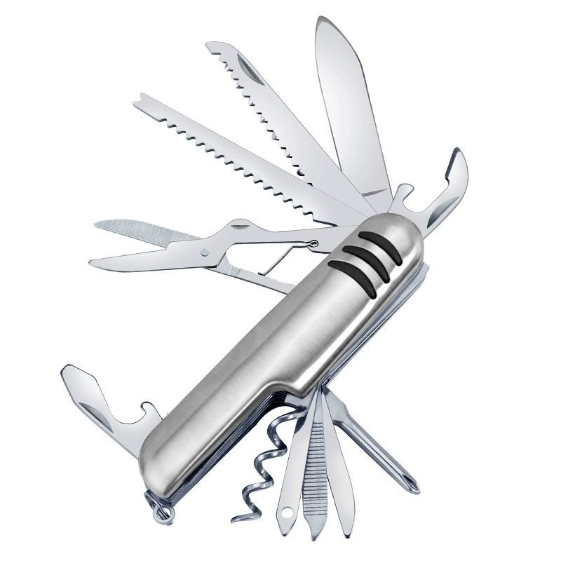 Mini Canivete de Bolsa Metal 11 Funções Dobravél Multiuso De Aço Inoxidável P/Acampamentos Camping