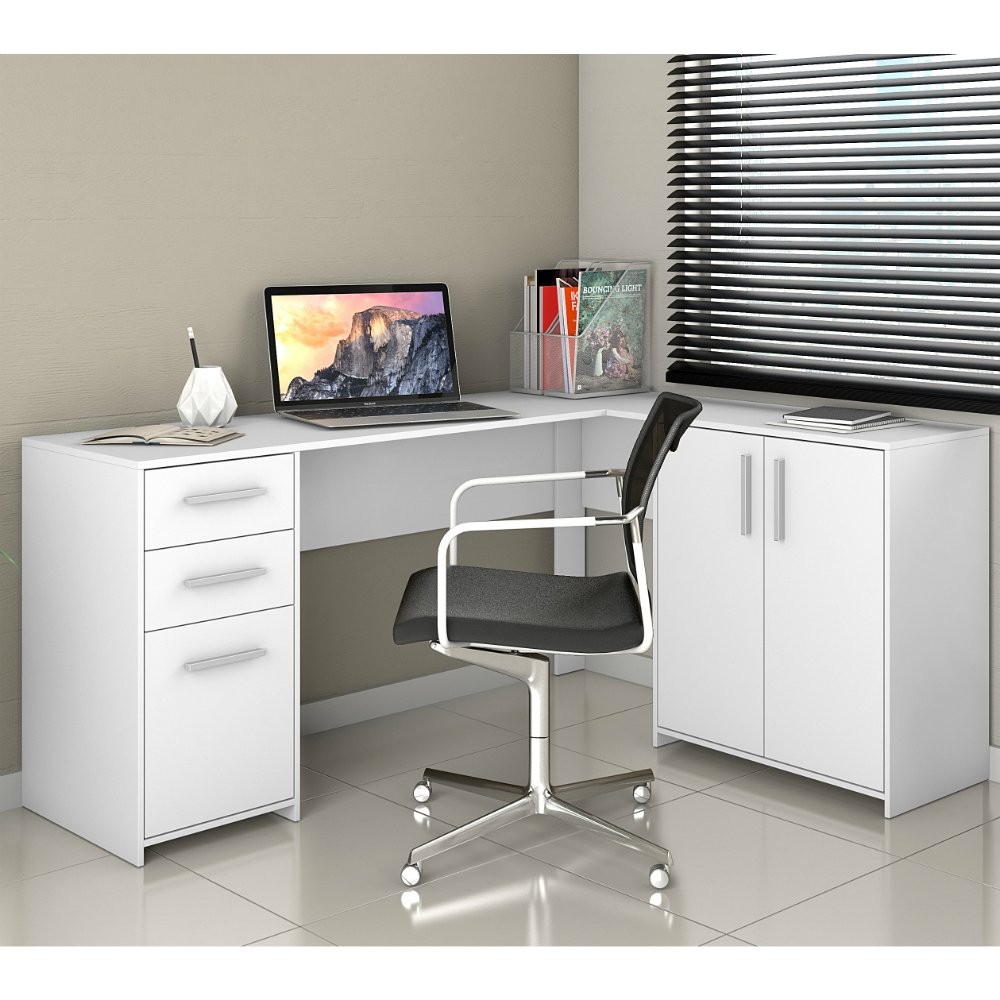 Mesa para Computador de Canto 2 Gavetas Office Notável Móveis em Oferta na Shopee