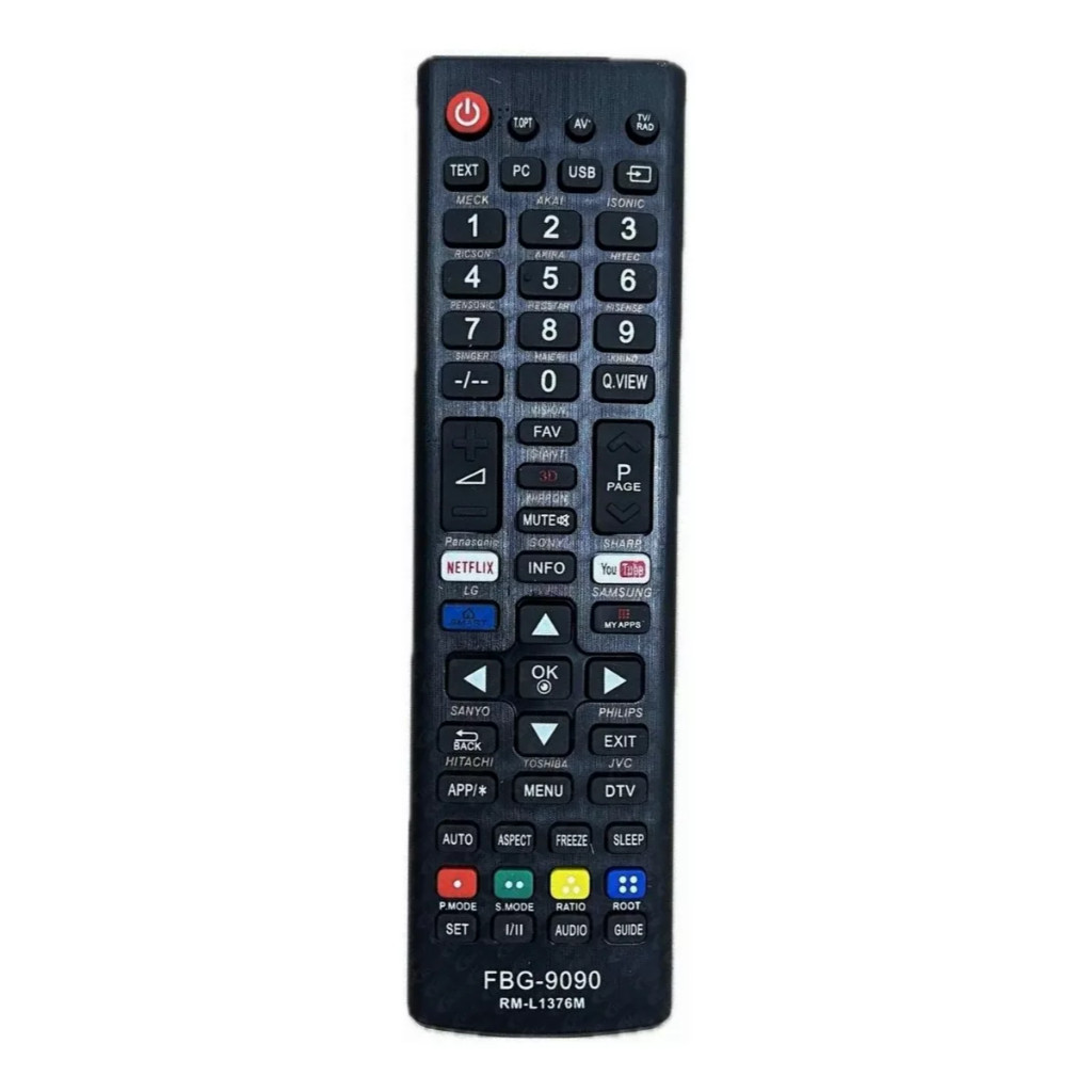Controle Remoto Tv Universal Smart Led Lcd FBG 9090 Hitec Panasonic Hessar Hisense Singer Haider