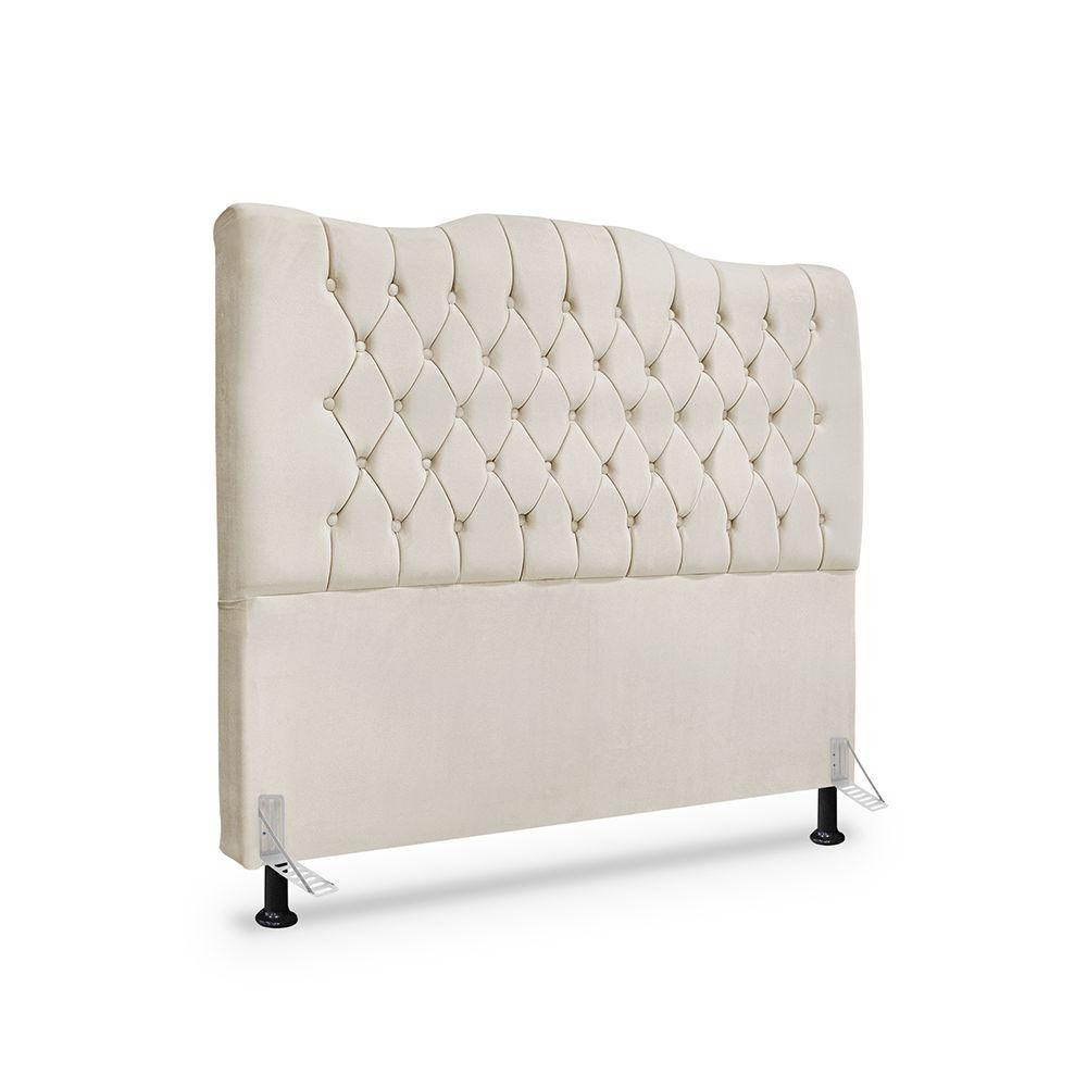 Cabeceira De Cama Box King 195 Cm Dunas - Veludo Bege Claro - Home & Living