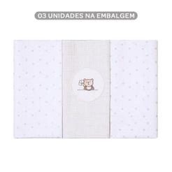 Kit Cueiro Bordados Papi Flanelado Ted Balão - 3 Peças