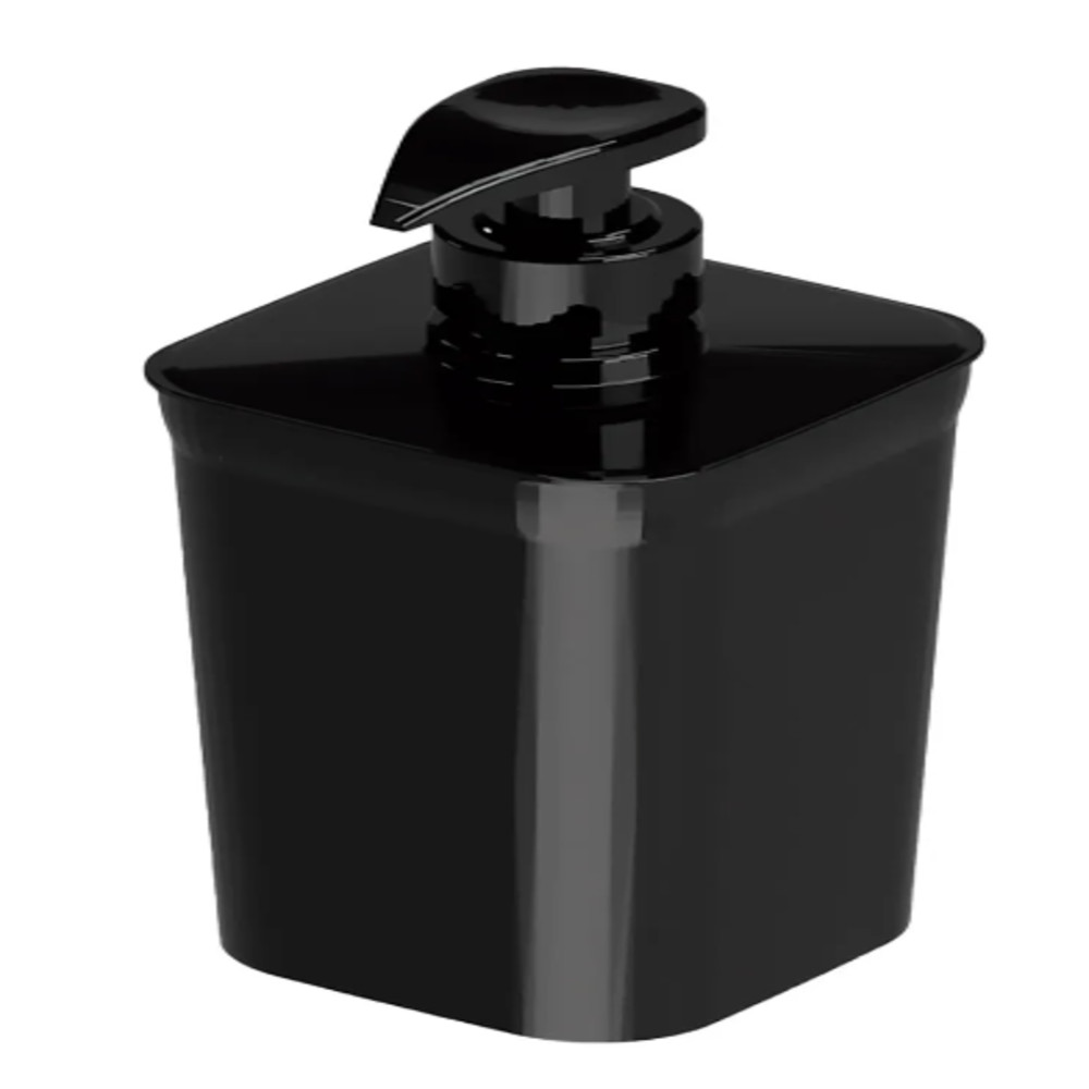 Porta Sabão Prático Liquido Plástico Liso Preto Banheiro