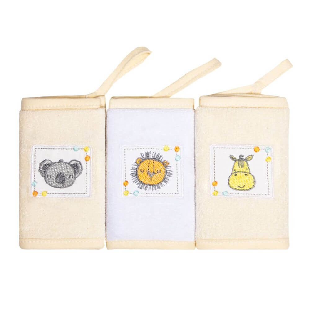 Kit Pano De Boca Papi Bordados Com Prendedor Amigos - 03 Peças - Mom & Baby