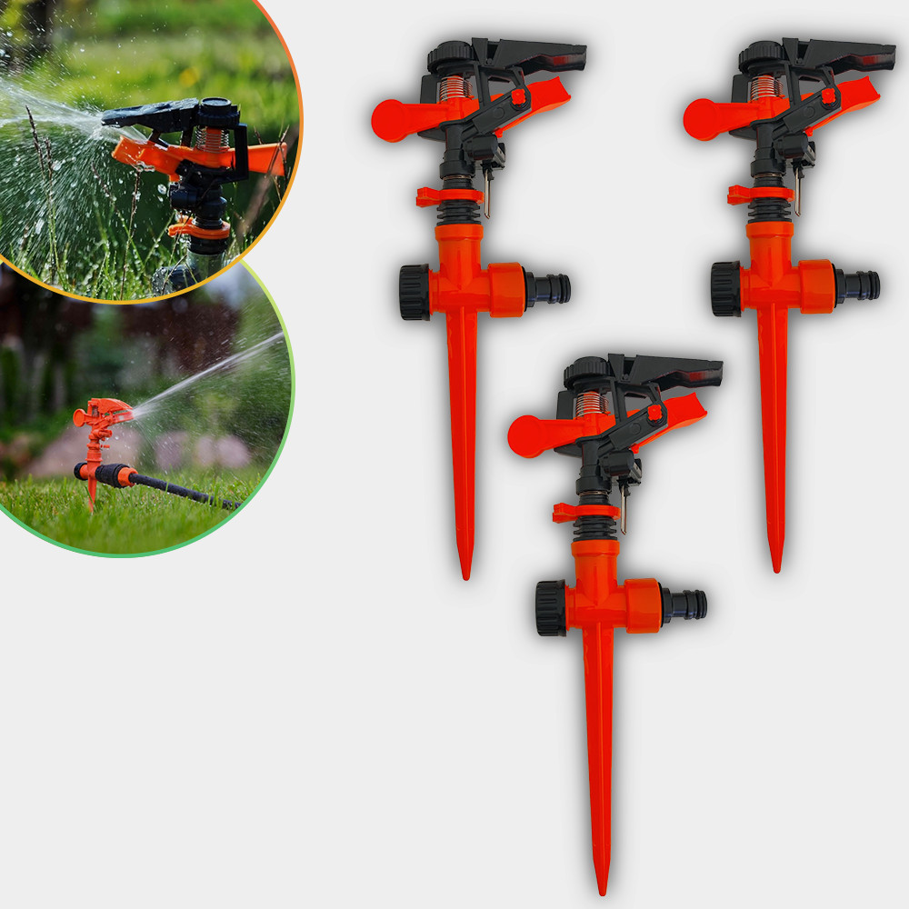 Kit 3 Irrigador Espiga Jardim Horta Canteiro Mangueira Aspersores Giratório Setorial Pulso