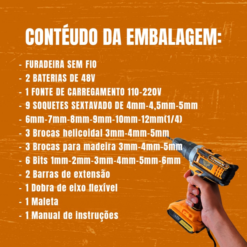 Furadeira e Parafusadeira de Impacto Elétrica 48V — foto 6
