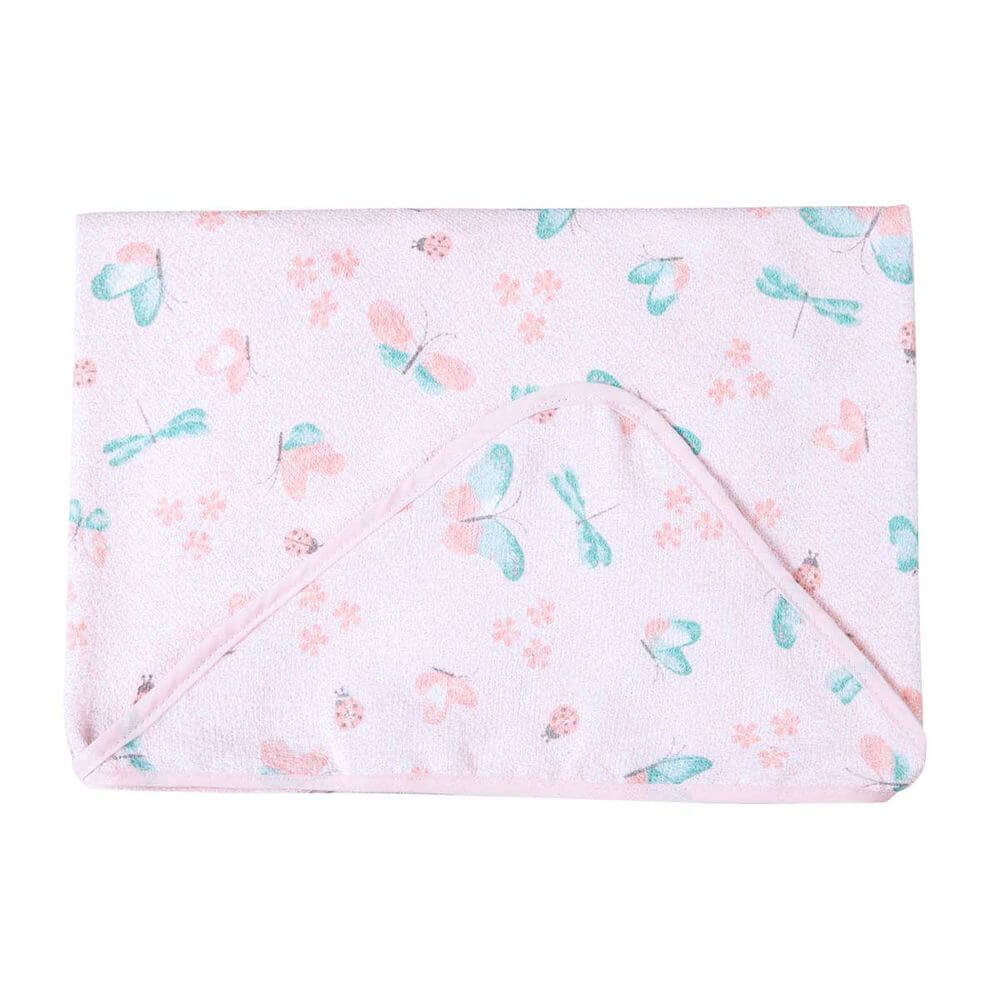 Toalha Felpuda Papizinha Karinho Capuz Estampa Borboletas em Oferta na Shopee