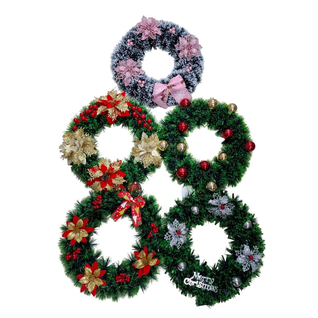 Guirlanda Decorada De Natal Luxo Reforçada Grande -34 Cm