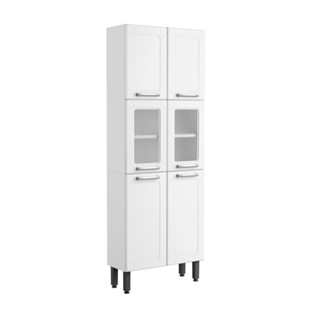 Paneleiro Armário Vidro 6 Portas Prateleiras Cozinha Branco em Oferta na Shopee