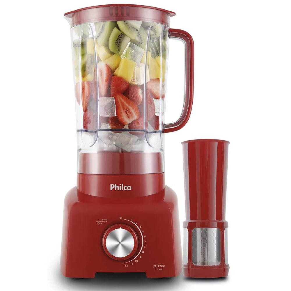 Liquidificador 12 Velocidades Philco Vermelho C/Filtro 1200w 110v em Oferta na Shopee