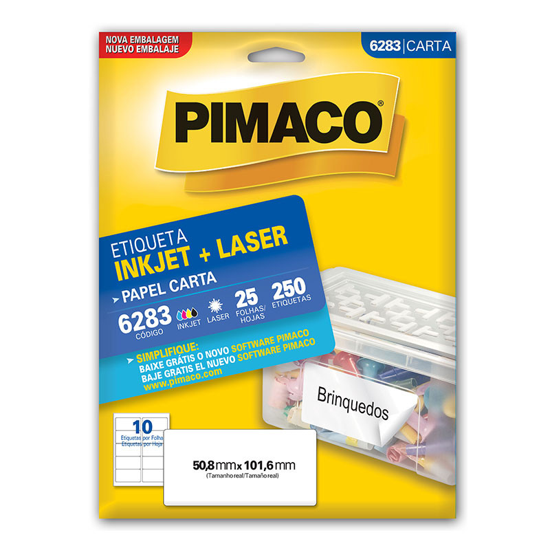 Etiqueta inkjet/laser carta 6283 com 25 folhas Pimaco - Stationery