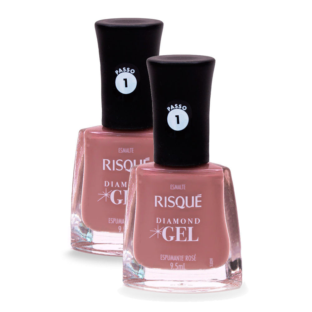Esmalte Risqué Diamond Gel Cor Espumante Rosé 9,5ml | Kit com duas unidades - Beauty