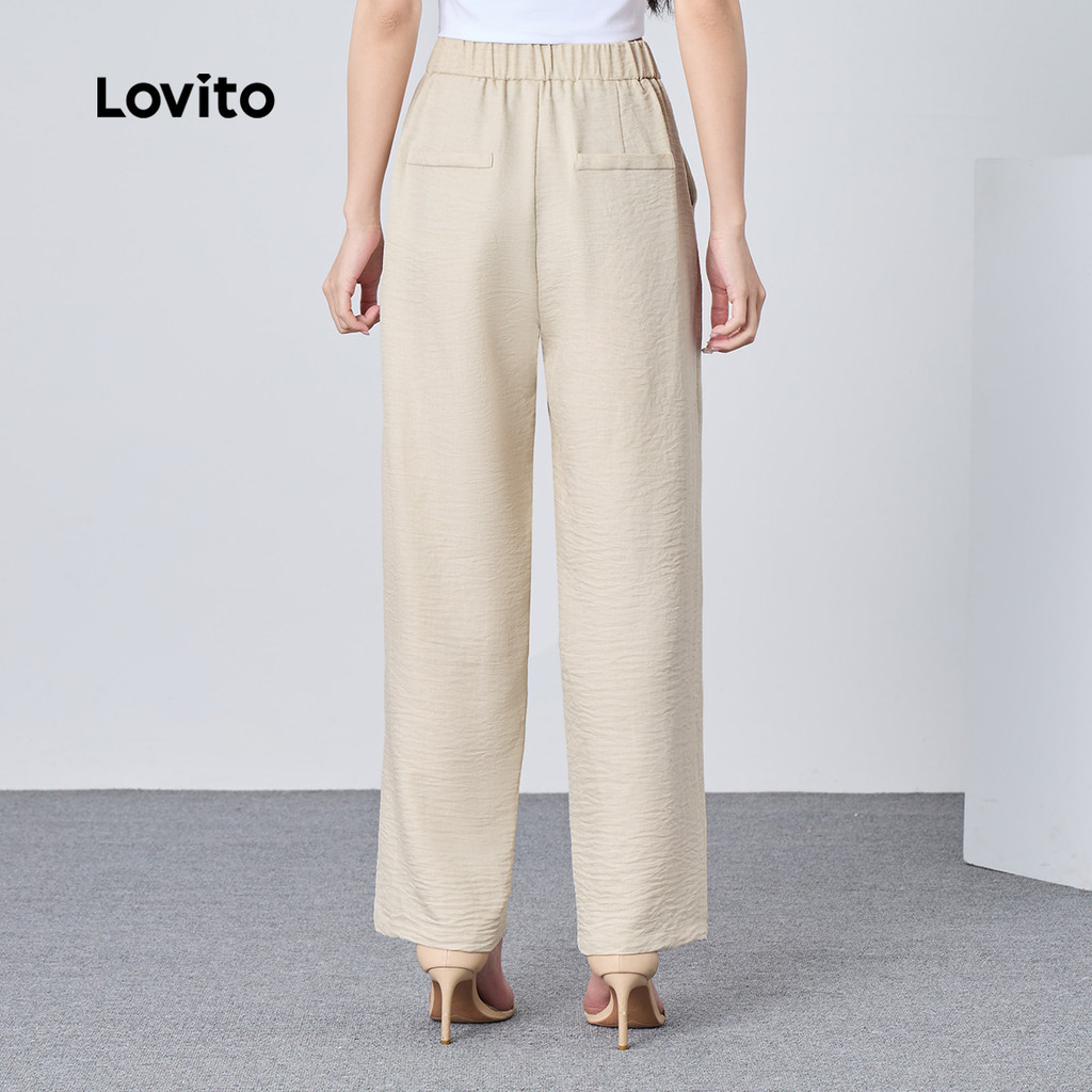 Detalhes do Lovito Calça básica Casual com zíper e bolso para mulheres LBL22670
