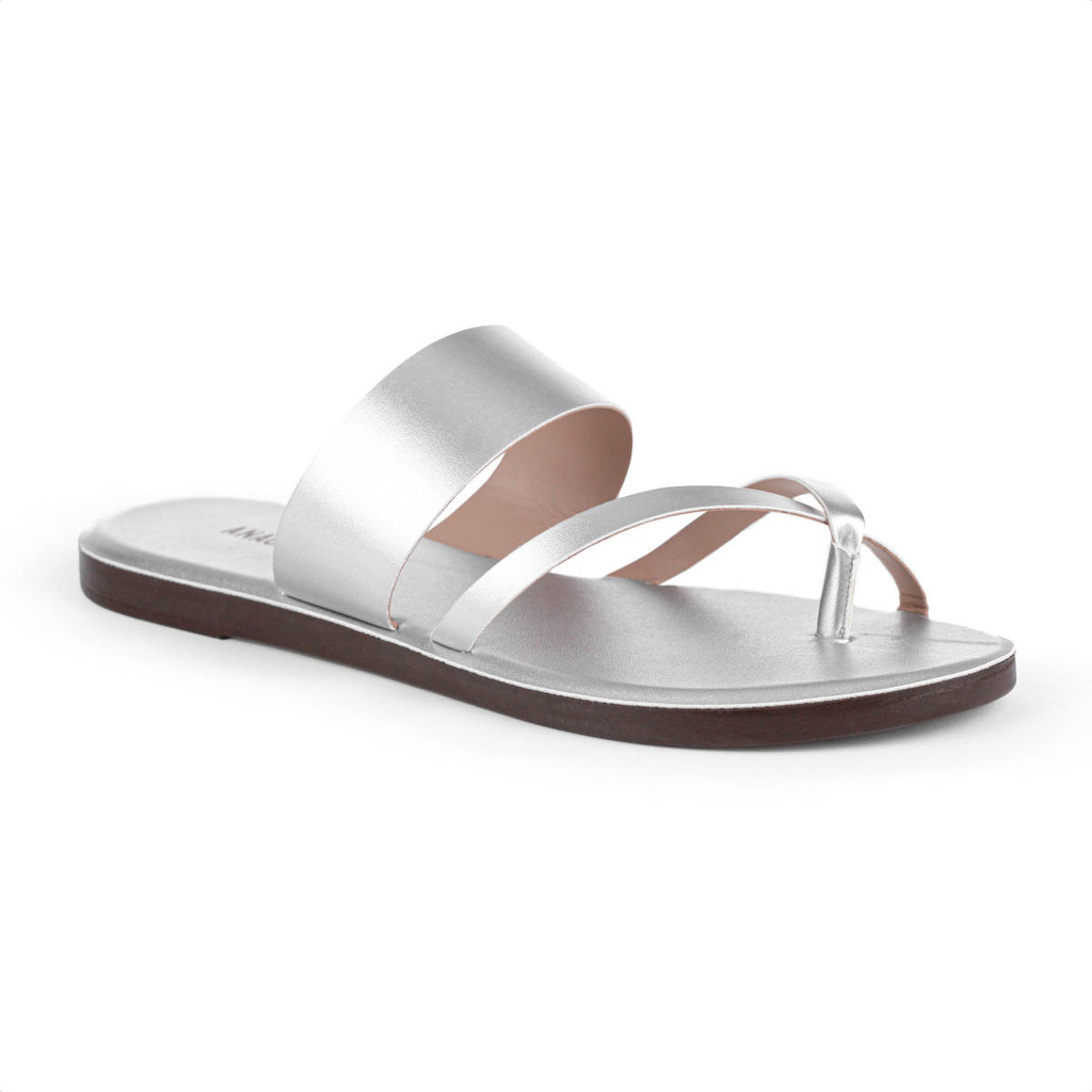 Rasteira Anacapri Minimal Chic Prata - Feminino em Oferta na Shopee