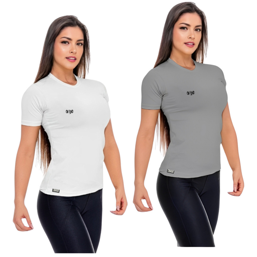 Kit 2 Camisetas Academia Feminina Camisa Blusa Treino Feminina Ginastica Corrida Proteção UV50 Musculação