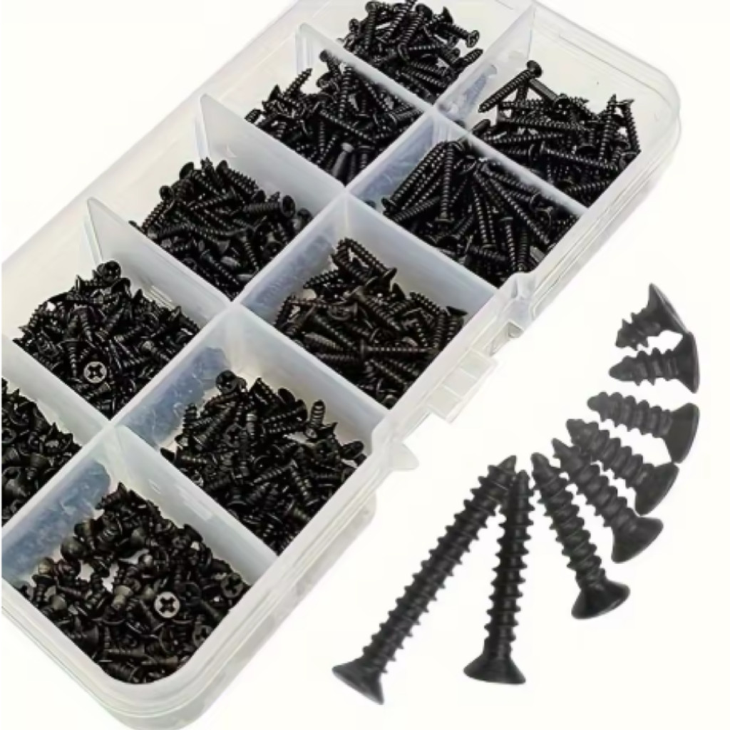 KIT 800 PARAFUSOS M2*10 PHILIPS PRETOS ROSCANTE AÇO CARBONO