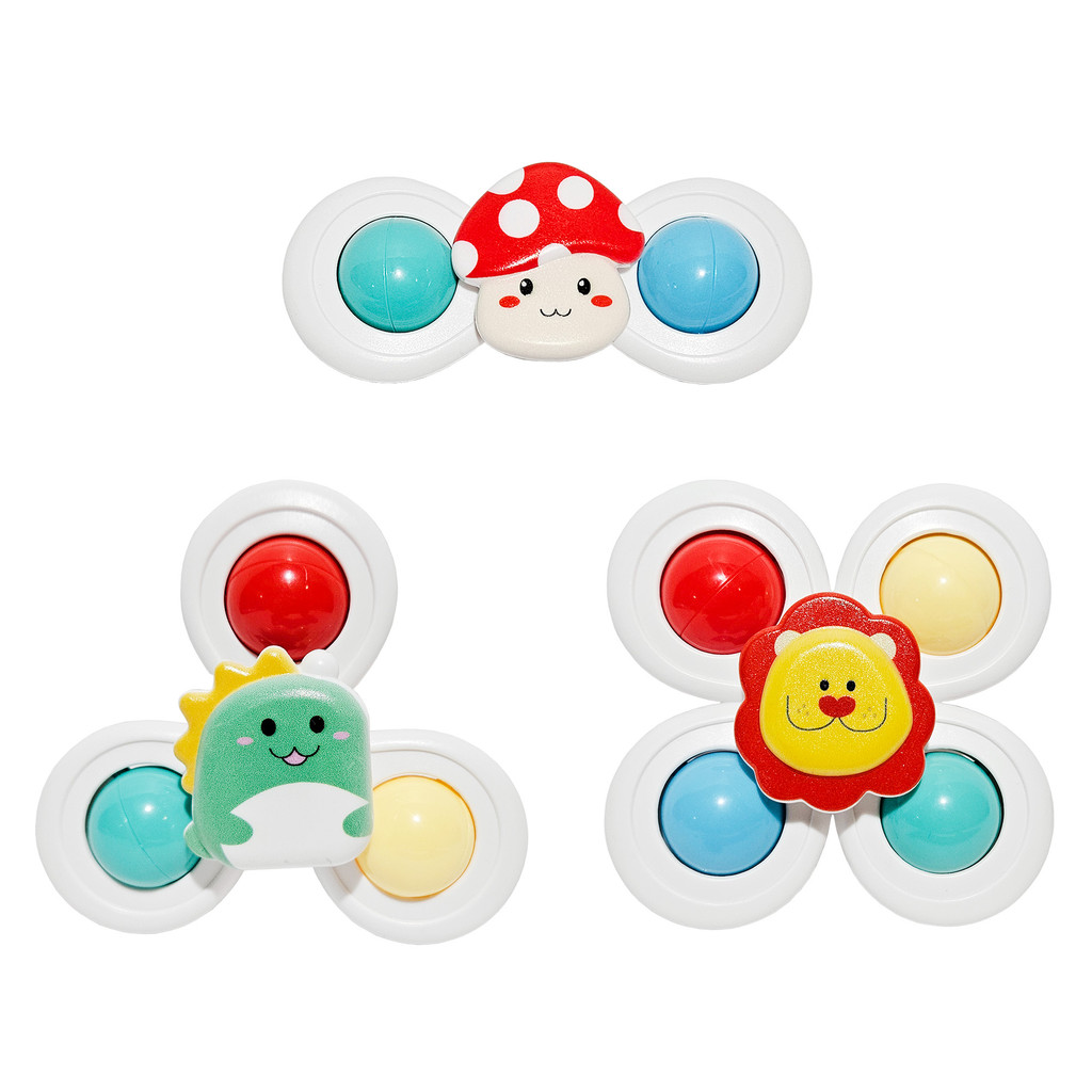 Spinner Giratório Infantil c/ Chocalho e Ventosa Kit c/3 un. Golden em Oferta na Shopee