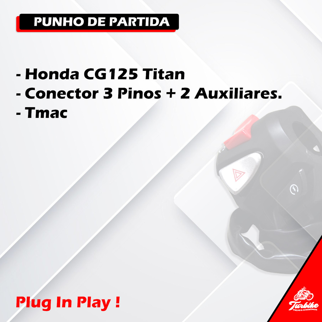 Punho Interruptor Partida Para Titan Cg 125 Es 2000 2001 2002 2003 2004 Honda Da Cg 125 Es — imagem 2 de 2