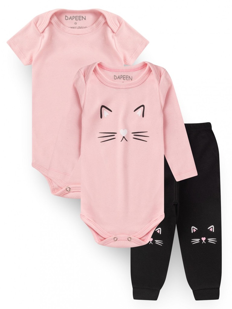 Kit Body Bebê Menina Suedine Cat em Oferta na Shopee