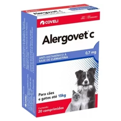Antialérgico Alergovet C 0,7mg para Cães e Gatos C/ 20 Comp.