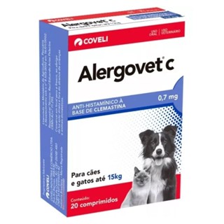 Antialérgico Alergovet C 0,7mg para Cães e Gatos C/ 20 Comp. em Oferta na Shopee