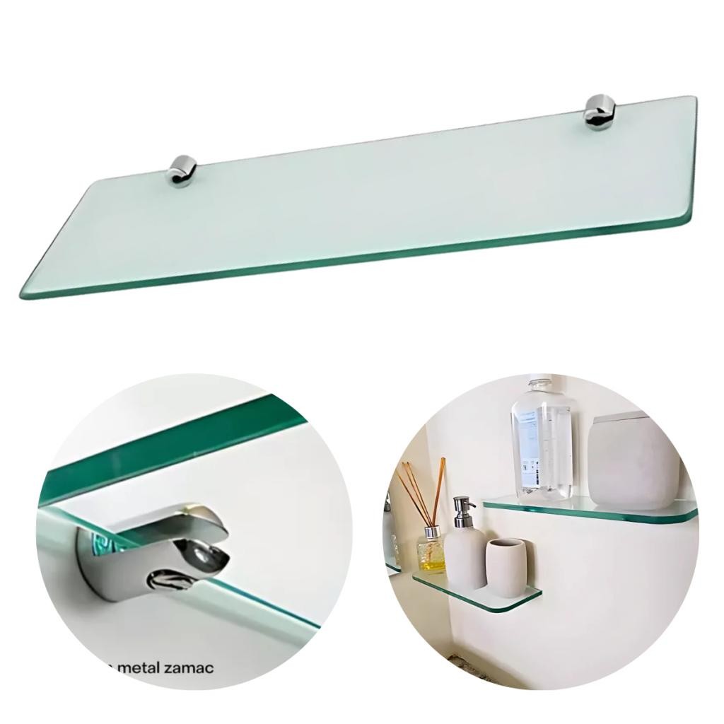Estante de Vidro Retangular 30cm - Multiuso e Moderna para Parede
