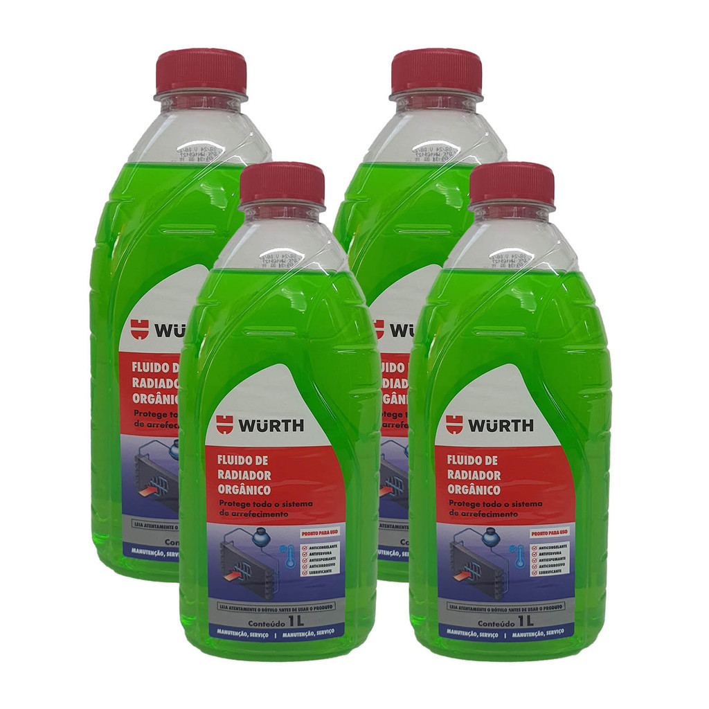 Aditivo para Radiador Orgânico Verde Pronto para Uso Kit com 4 unidades - Wurth