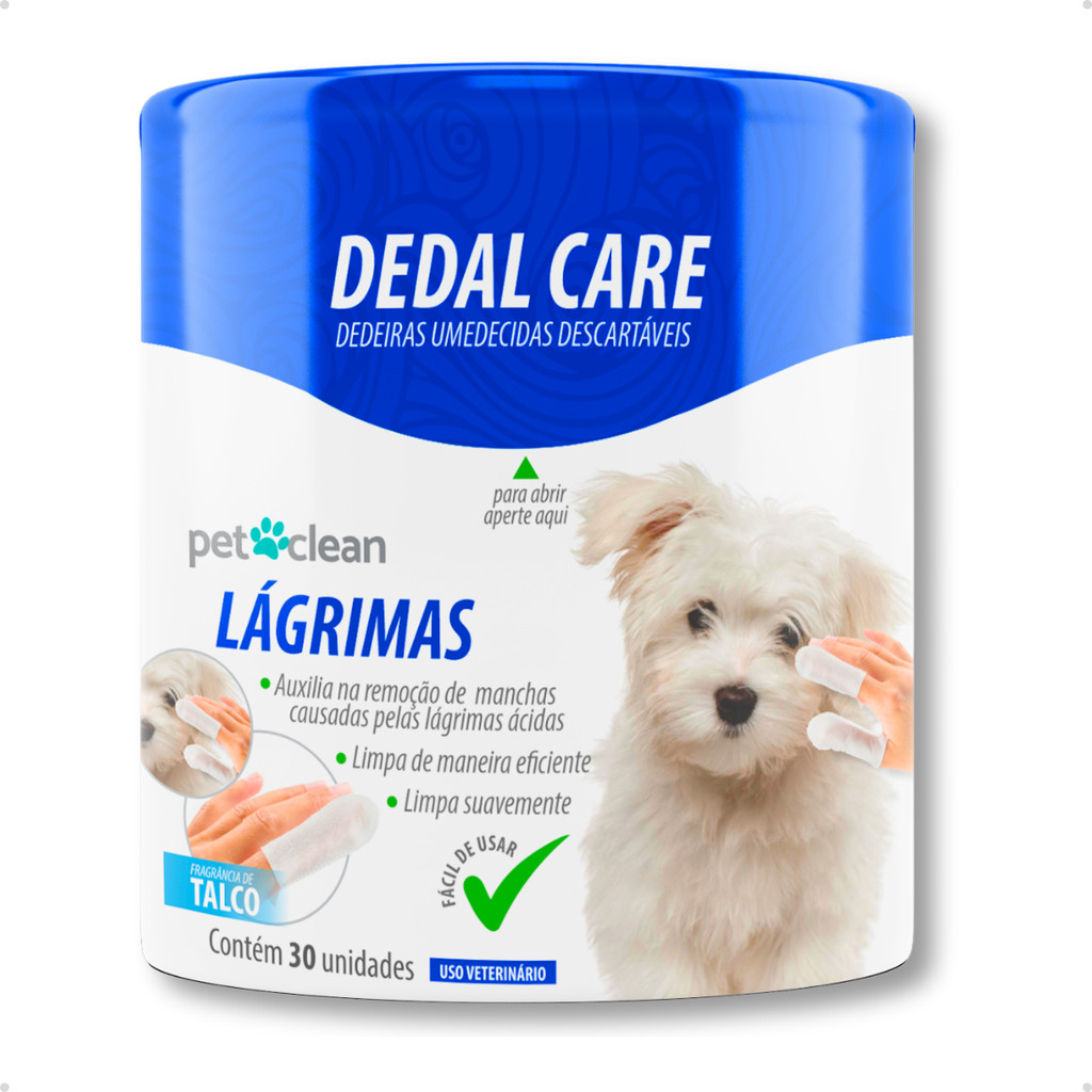 Dedeiras Umedecidas Dedal Care Lágrimas Ácidas Descartáveis Pet Clean - 30 Unidades - Pets