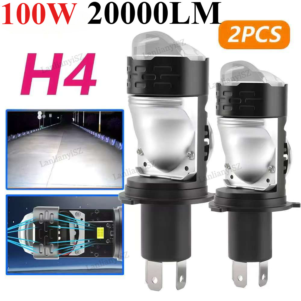 2PC 20000LM 100W H4 Dualvision Projetor H4 Lente LED Lâmpadas Do Farol Carro CANBUS Turbo Auto Lâmpada H4 Alta Baixa Luz