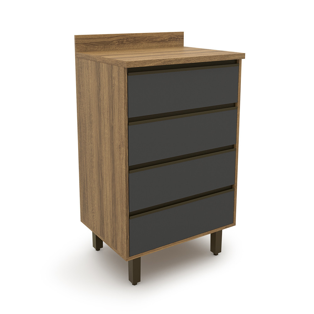 Balcao Confort 60 cm 4 Gavetas Cinamomo/Grafite Batrol em Oferta na Shopee